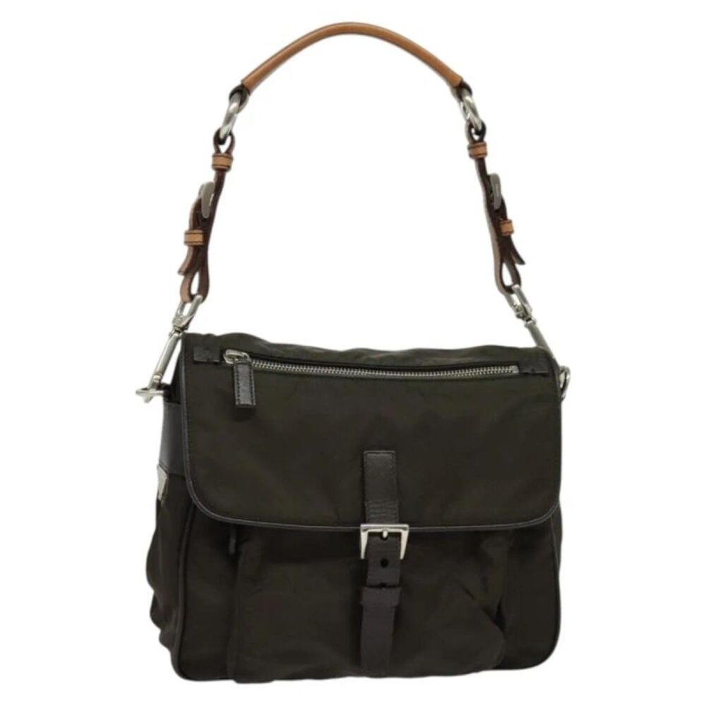 Prada Vintage Flap Nylon Khaki Nylon Shoulder Bag Bag
